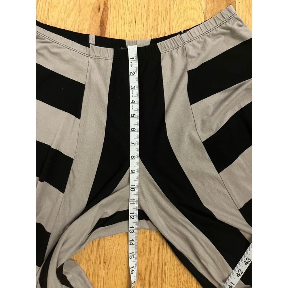 Alembika Punto Pants Black Taupe Stripe Elastic Waist Size 4 (12-14) - Picture 6 of 9